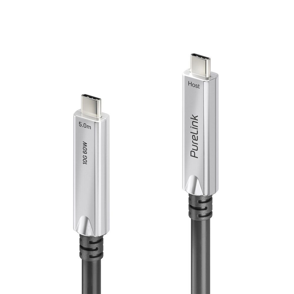 USB-C AOC -kuitukaapeli USB 3.2 Gen2x1 10 Gbps, C-uros/C-uros, 8K30, 60 W PD, PureLink FiberX FX-I605