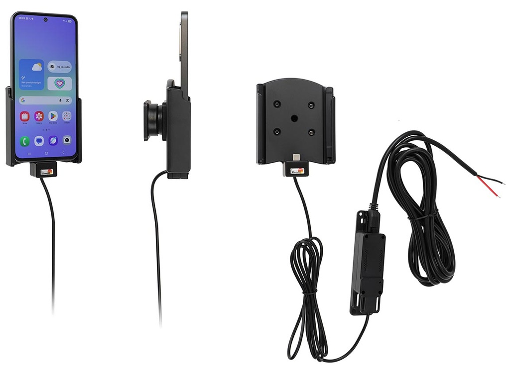 Lataava puhelinteline Samsung Galaxy A36, kiinteä 12/24 V asennus, USB-C + USB-A 60 W – Brodit