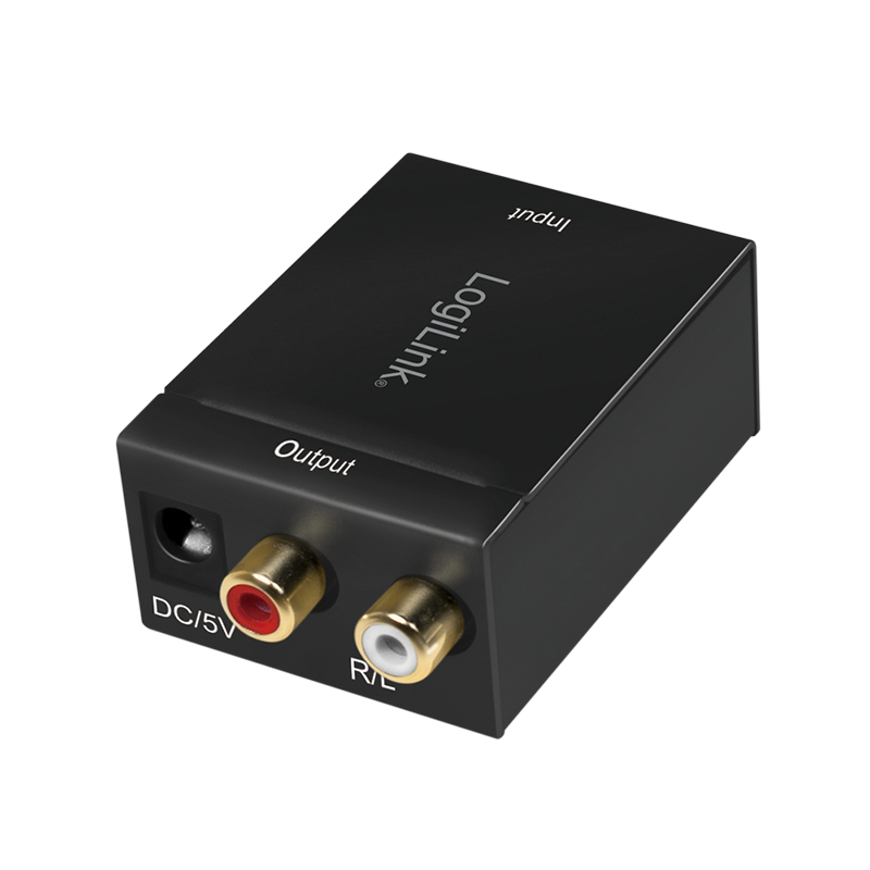 D/A-audiomuunnin TOSLINK/koaksiaali – 2 × RCA, 24-bit 96 kHz, LogiLink CA0100