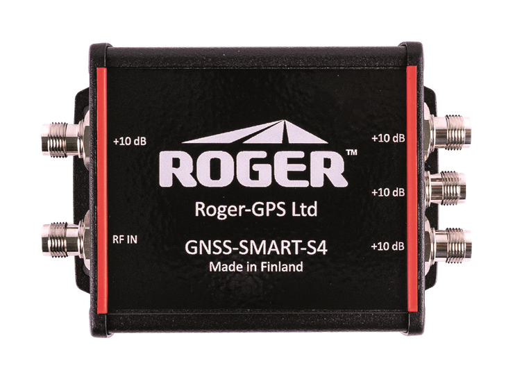 Roger GNSS SMART-splitter 1-to-4 med 10 dB förstärkning, TNC-hona, IP66