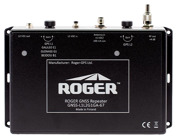 Roger GNSS-repeater GPS L1/L2, GLONASS G1, Galileo E1, BeiDou B1, kedjebar, IP67, utan nätaggregat