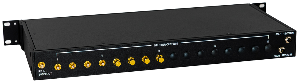 Roger GNSS amplifying splitter 1-to-8, 10 dB gain, SMA female, 19-inch 1U rack, without power supply