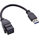 InLine USB 3.2 Gen1 -adapterikaapeli USB-A uros / Keystone USB-A naaras 0,2 m, musta
