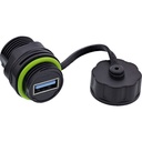 InLine USB-A-läpivientiliitin mini IP68, suojattu, 2 x USB-A naaras