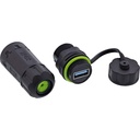 InLine USB-A-läpivientiliitin lyhyt IP68, suojattu, 2 x USB-A naaras